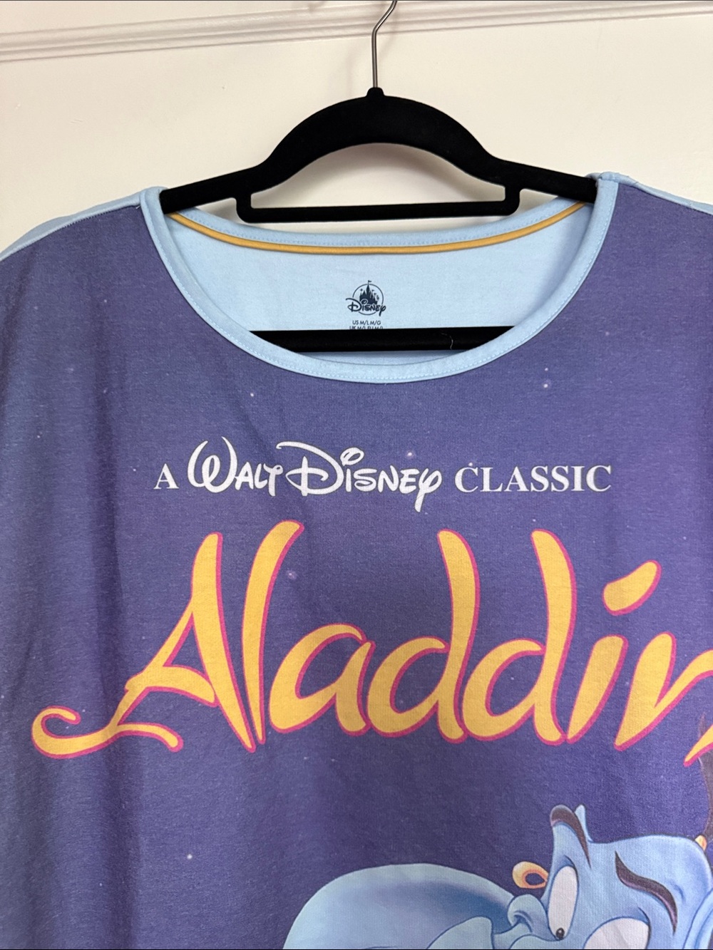 Disney Aladdin Classic VHS Cover Nighshirt - Purple & Light Blue Trim Sz M/L - Picture 7 of 9